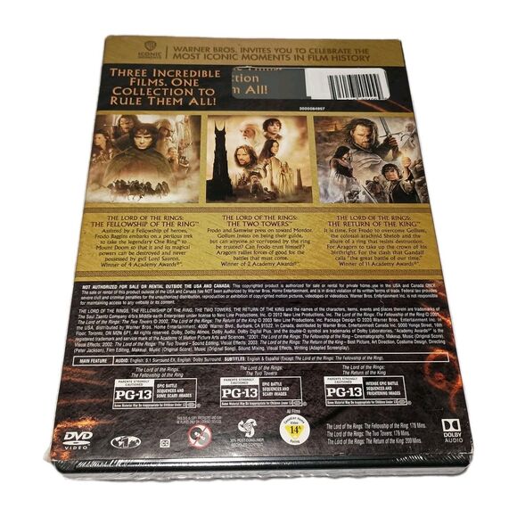 Lord Of The Rings Trilogy 3-Film Collection DVD 2012 New Sealed W/ Slipcover - Picture 2 of 13